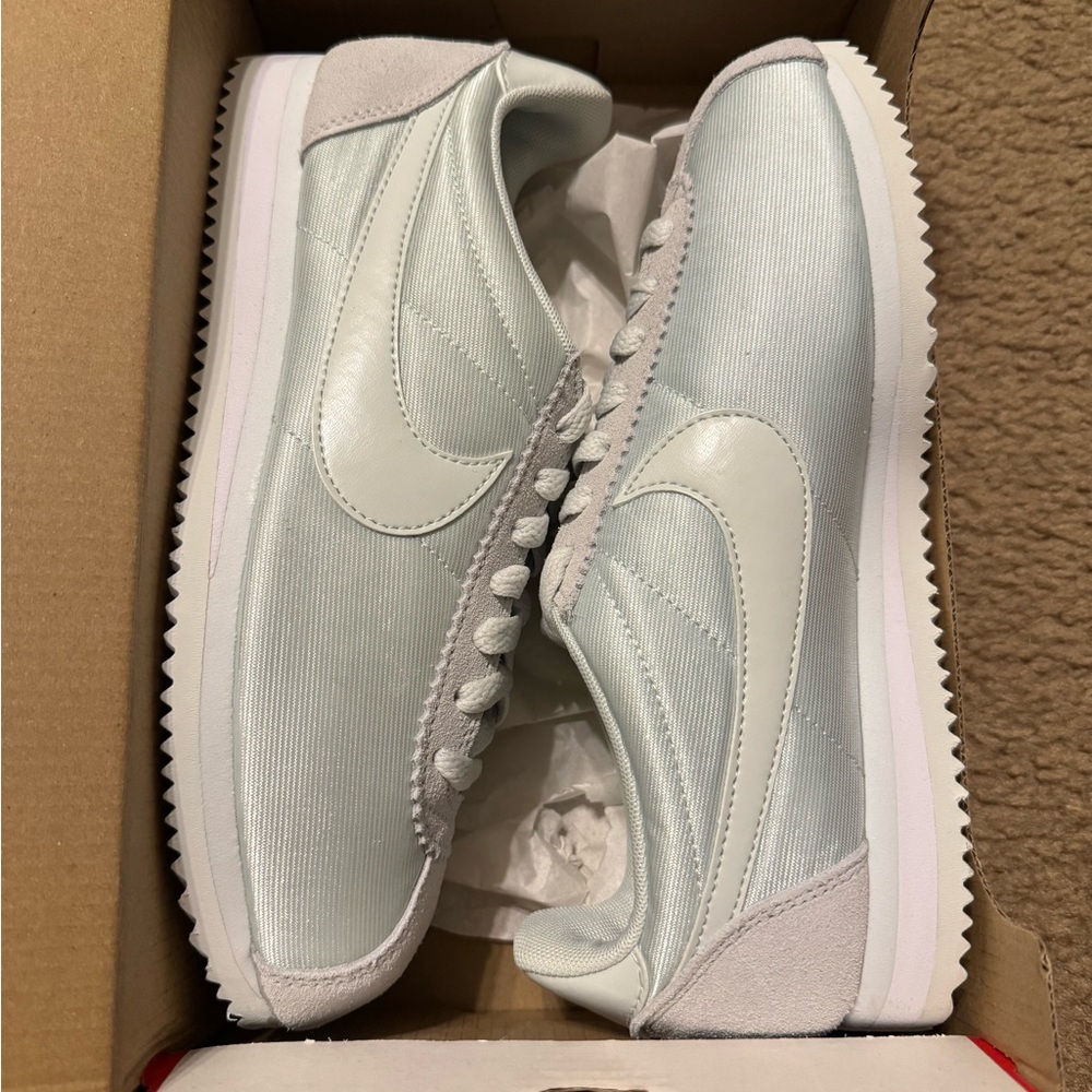 Nike Cortez Women’s Silver and White Classic Sneakers